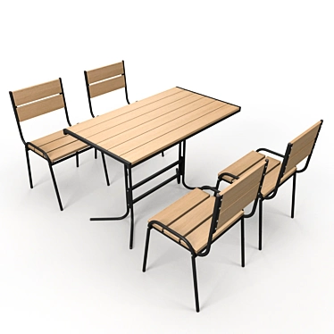 Outdoor Dining Set: Table & Chairs 3D model image 1 