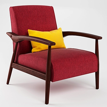 Modern Pimento Armchair - Retro Mid-Century Style 3D model image 1 