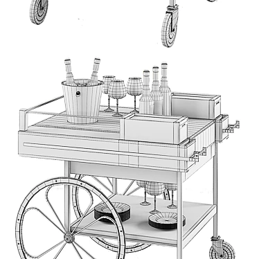 Vintage-Inspired Mobile Bar Cart 3D model image 1 