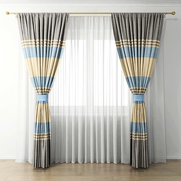 Elegant Window Drapes 3D model image 1 