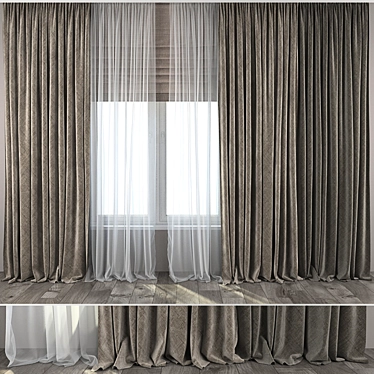 Elegant Roman and Straight Curtains 3D model image 1 