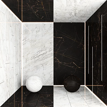 Elegant Monochrome Marble Collection 3D model image 1 