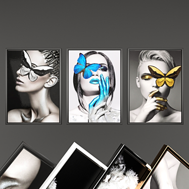 Contemporary Paintings: Set of 6 with 4 Frame Options 3D model image 1 