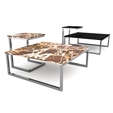 Sleek Black Marble Coffee Table 3D model image 1 