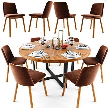 Elegant Chip Dining Set 3D model image 1 