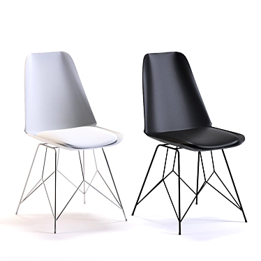 Wire Frame Chair in Black & White 3D model image 1 