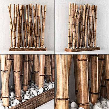 Bamboo Zen Decor with Pebbles 3D model image 1 