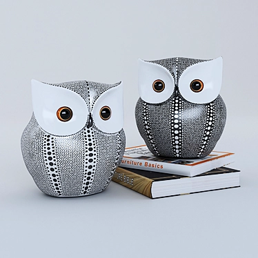 Sleek Monochrome Owl Art 3D model image 1 