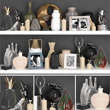 Elegant Decor Set: Sculpture, Figurine, Vase, Crystal 3D model image 1 