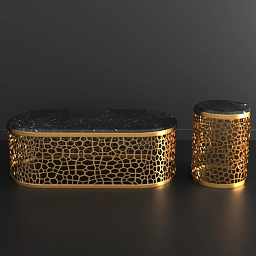 Gilded Table Set with 3D Models 3D model image 1 