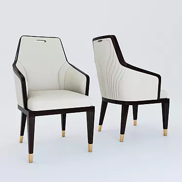 Elegant Beige Leather Armchair 3D model image 1 