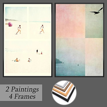 Wall Art Set: No. 490 - 2 Paintings, 4 Frame Options 3D model image 1 