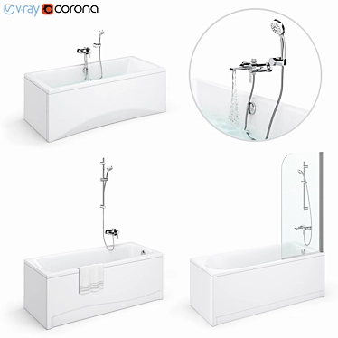 Cersanit 24-Piece Bath Set: Flavia, Intro, Lana 3D model image 1 