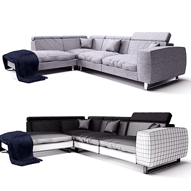 Italian Chic: Stylish Corner Sofa 3D model image 1 