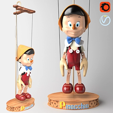 Enchanting Pinocchio Marionette Toy 3D model image 1 