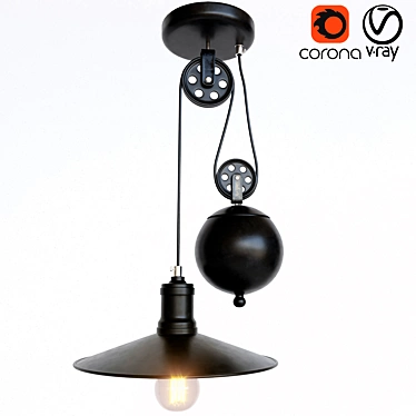 Black Chandelier with Counterweight 3D model image 1 