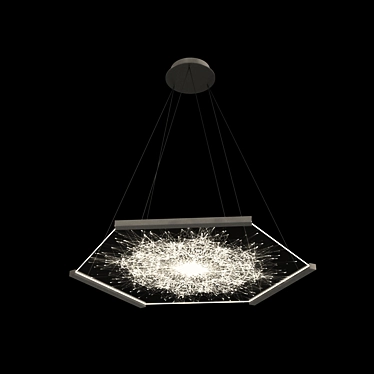 Radiant Patterns: Ultra-Clear Glass Chandelier 3D model image 1 
