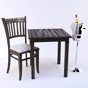 Polygonal Bistro Set: Modifiable Design 3D model image 1 