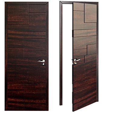 Elegant Wooden Flush Doors 3D model image 1 