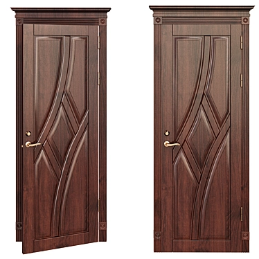 Elegant Alder Wood Interior Door 3D model image 1 