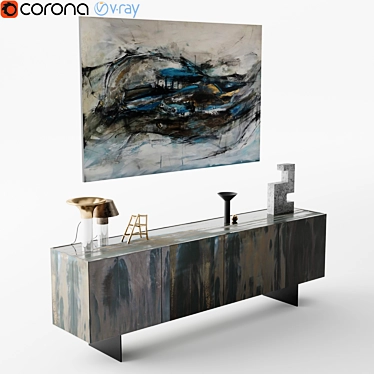 Modern Design Henge Sideboard 3D model image 1 