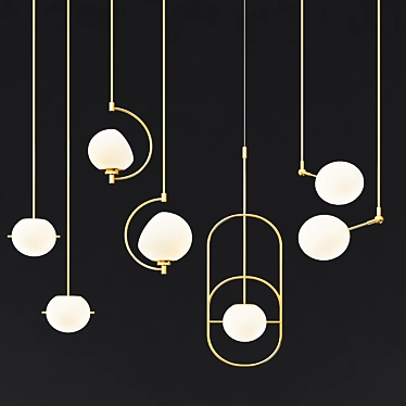 Modern Pendant Light Set_21 Stylish Spheres 3D model image 1 