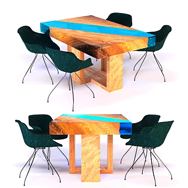 Title: Elegant Epoxy Oak Dining Table 3D model image 1 