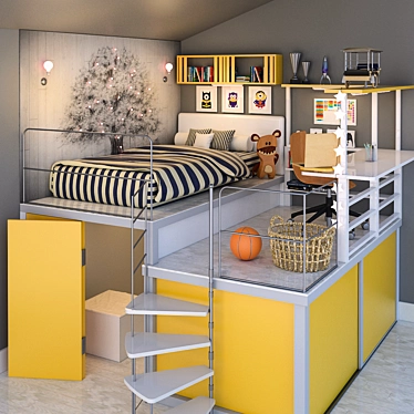 JC Children Bedroom Set | Full Furniture for Kids 3D model image 1 