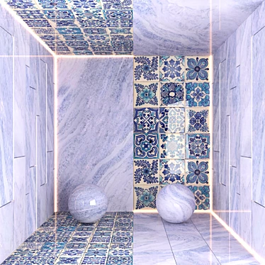Moroccan Ceramic & Blue Quartz Tiles 3D model image 1 