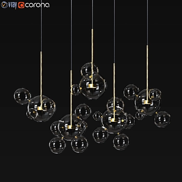 Modern Brass Zigzag Chandelier 3D model image 1 