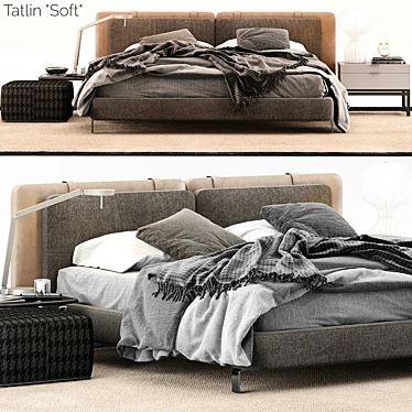 Elegant Minotti Tatlin Soft Bed 3D model image 1 