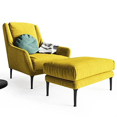 Edouard Chair: Stylish Yellow Fabric with Black Legs 3D model image 1 