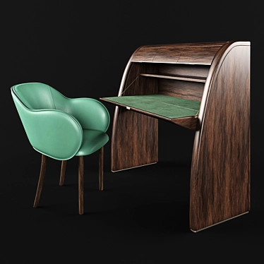 Elegant Lea Chair & Camus Desk Set 3D model image 1 