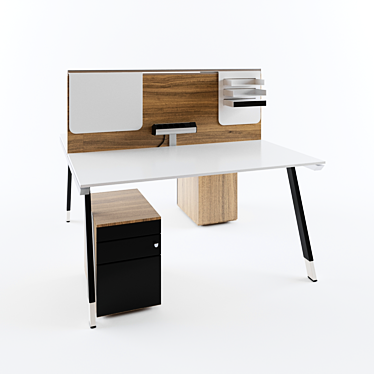 Dual Zone Office Table with Power Outlets 3D model image 1 