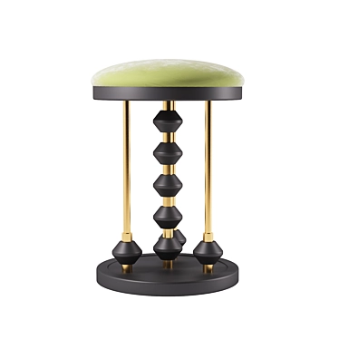 Dome Art Puff: Stylish Brass & Wood Ottoman 3D model image 1 
