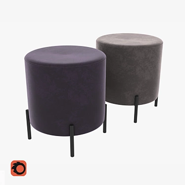 Metallic Ottoman Pouf: Contemporary Design 3D model image 1 