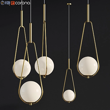 Brass Loop Pendant: Sleek Modern Design 3D model image 1 