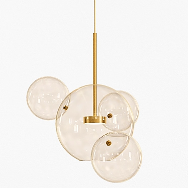 Sleek Glass Ball Pendant Chandelier 3D model image 1 