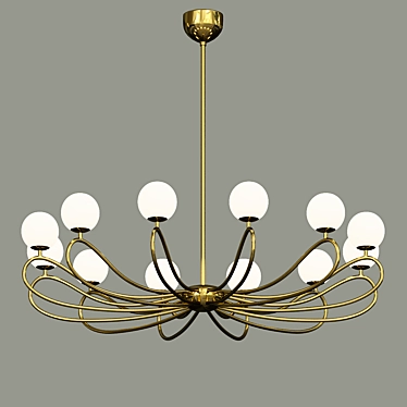 Elegant Papillon 1-Tier Lamp: Venetian Glass & Art Nouveau Design 3D model image 1 