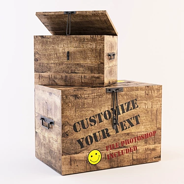 Customizable Wood Storage Box 3D model image 1 