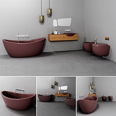 Modern Mix Bathroom Furniture Set 3D model image 1 