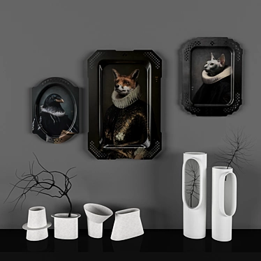 Elegant Trays & Vases Collection 3D model image 1 