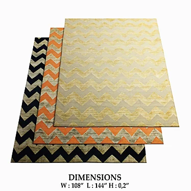 Zig Zag Rugs - Natural, Orange, Slate Blue 3D model image 1 