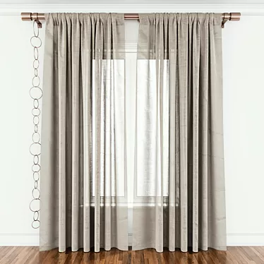 Elegant PBR Curtain Set 3D model image 1 