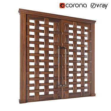 Modern Wooden Door: Sleek and Durable 3D model image 1 