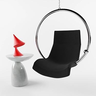 Modern Ring Chair Set: Parabel Table & Nukkumatti Lamp 3D model image 1 