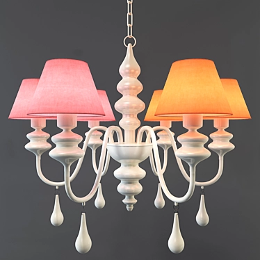 Colorful Round Chandeliers - Rose & Orange 3D model image 1 