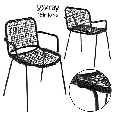 Black Knitted Chair: Stylish and Comfortable 3D model image 1 