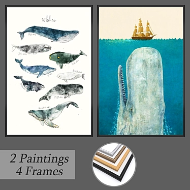 Modern Wall Art Set | 2 Paintings & 4 Frame Options 3D model image 1 