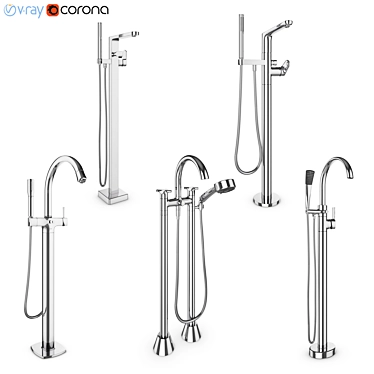 Luxury Bath Mixers Set - Ravak, Villeroy & Boch, GROHE 3D model image 1 